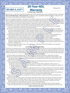 20 Year Warranty Duro-Last
