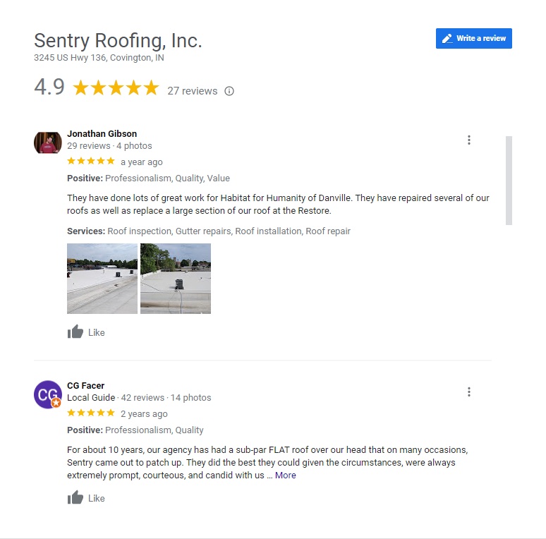 Sentry Roofing Google Reviews Highly Rated Contractor